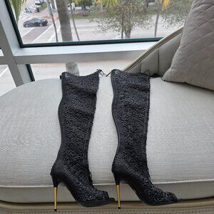 Tom Ford Thigh-High Leather Boots – Black 36.5